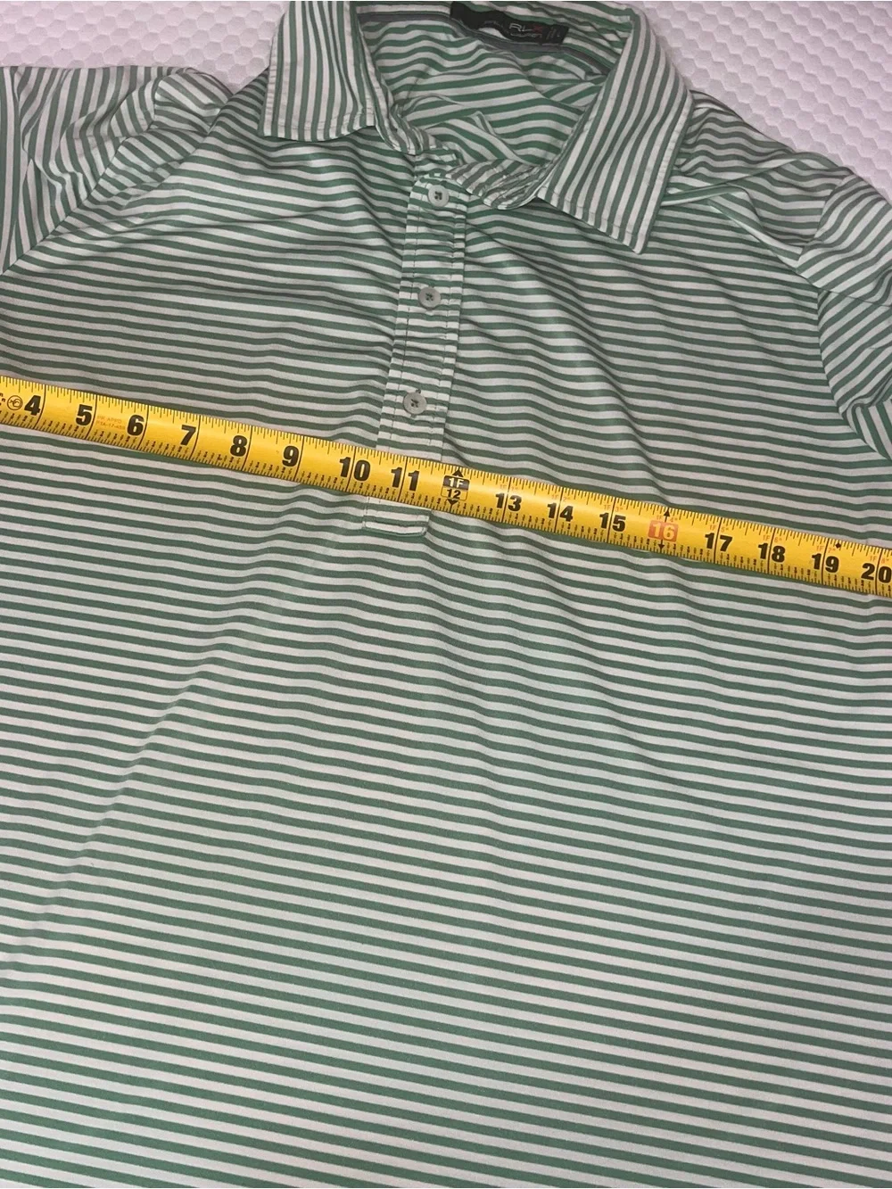 Ralph Lauren RLX Men’s Polo L Golf Performance Short Sleeve Green White Striped